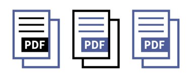 Beyaz arkaplanda PDF dosya simgeleri kümesi