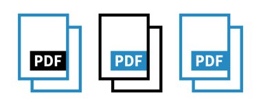 Beyaz arkaplanda PDF dosya simgeleri kümesi