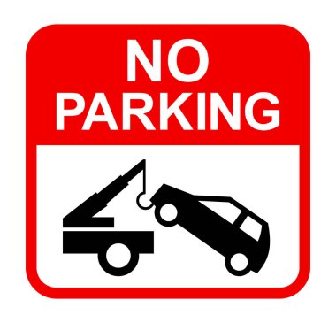 Park işareti yok, araba çekme, vektör illüstrasyonu