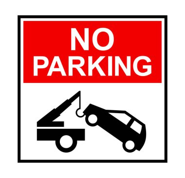 Park işareti yok, araba çekme, vektör illüstrasyonu