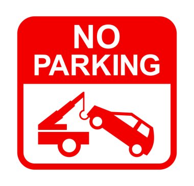 Park işareti yok, araba çekme, vektör illüstrasyonu