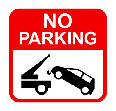 Park işareti yok, araba çekme, vektör illüstrasyonu