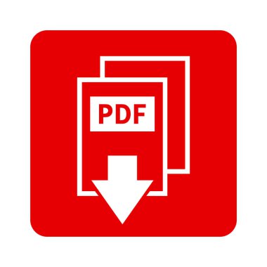 Kırmızı arkaplanda beyaz PDF indirme simgesi