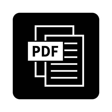 Siyah arkaplanda beyaz PDF dosya simgesi