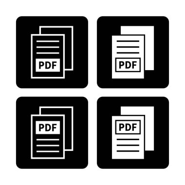 Siyah arkaplanda beyaz PDF dosya simgesi