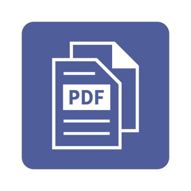 Mor arkaplanda beyaz PDF dosya simgesi