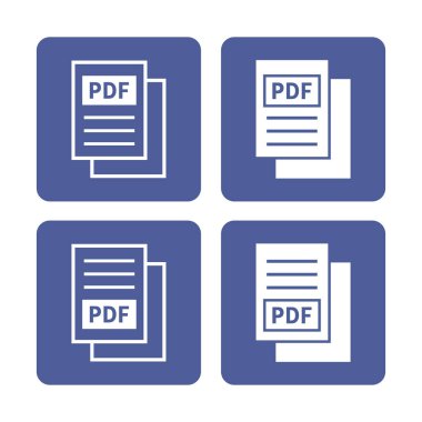 Mor arkaplanda beyaz PDF dosya simgesi