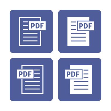 Mor arkaplanda beyaz PDF dosya simgesi