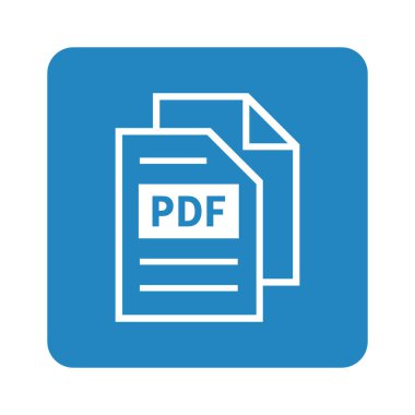 Mavi arkaplanda beyaz PDF dosya simgesi