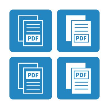 Mavi arkaplanda beyaz PDF dosya simgesi