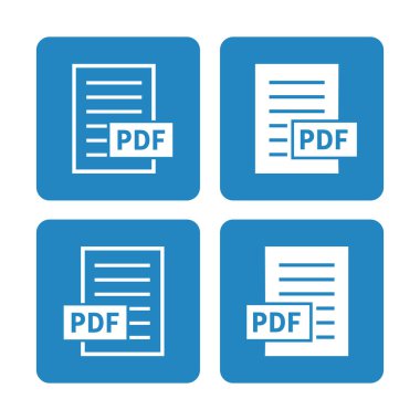 Mavi arkaplanda beyaz PDF dosya simgesi