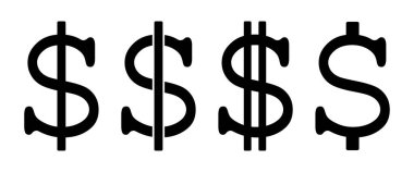 Dolar simgesi seti, vektör grafikleri