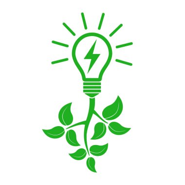 Yapraklar ve ampul, ekolojik güç simgesi