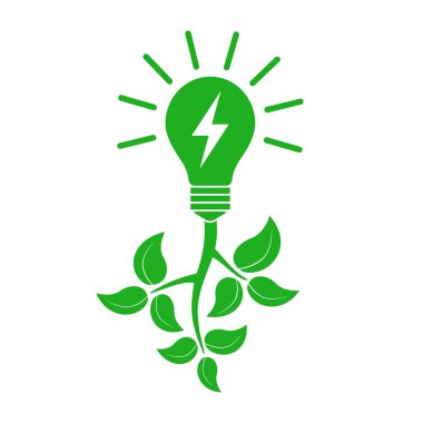 Yapraklar ve ampul, ekolojik güç simgesi