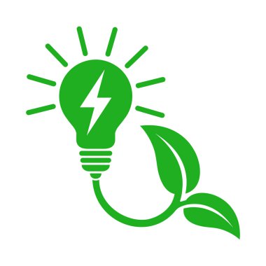 Yapraklar ve ampul, ekolojik güç simgesi