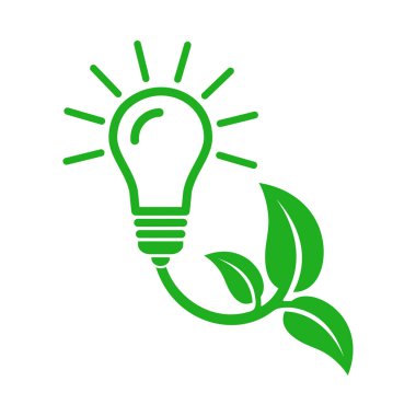 Yapraklar ve ampul, ekolojik güç simgesi