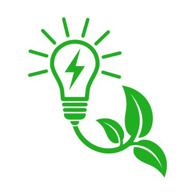 Yapraklar ve ampul, ekolojik güç simgesi