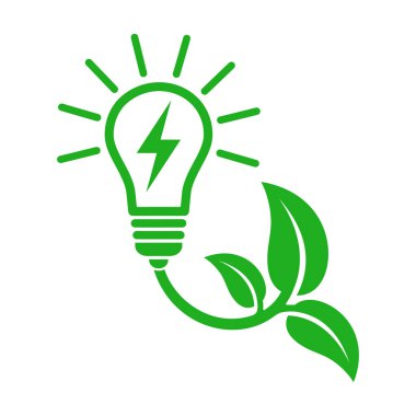 Yapraklar ve ampul, ekolojik güç simgesi