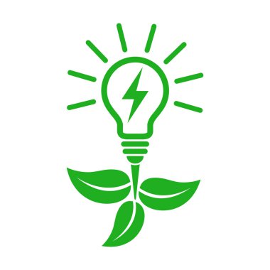 Yapraklar ve ampul, ekolojik güç simgesi