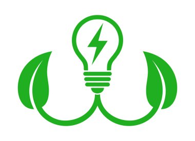 Yapraklar ve ampul, ekolojik güç simgesi