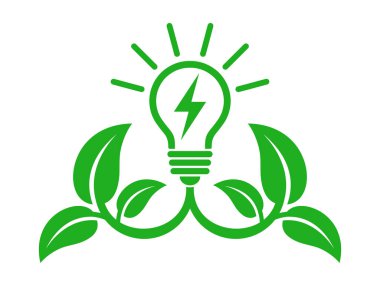 Yapraklar ve ampul, ekolojik güç simgesi