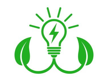 Yapraklar ve ampul, ekolojik güç simgesi