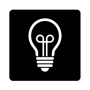 Siyah arka plan üzerine beyaz ışık ampul simgesi