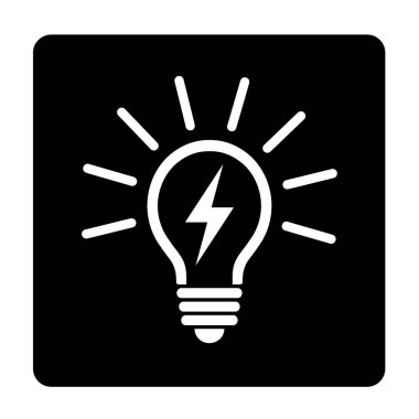 Siyah arka plan üzerine beyaz ışık ampul simgesi