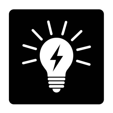 Siyah arka plan üzerine beyaz ışık ampul simgesi