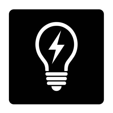 Siyah arka plan üzerine beyaz ışık ampul simgesi