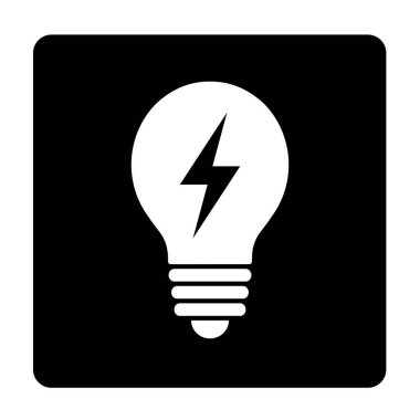 Siyah arka plan üzerine beyaz ışık ampul simgesi