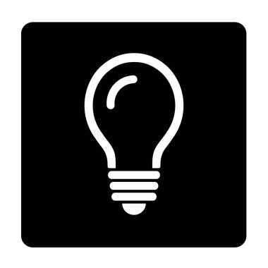 Siyah arka plan üzerine beyaz ışık ampul simgesi