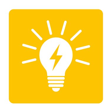 Sarı arkaplanda beyaz ampul simgesi