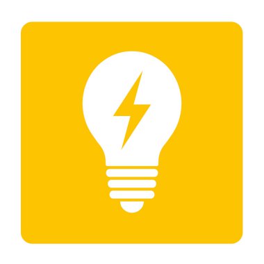 Sarı arkaplanda beyaz ampul simgesi