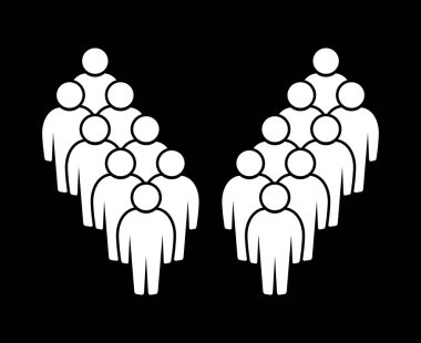 Sembol, insanların simgesi. Siyah arkaplanda beyaz vektör dosyası.