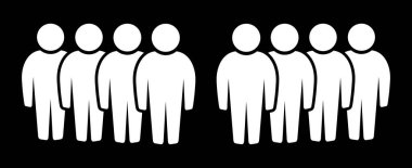 Sembol, insanların simgesi. Siyah arkaplanda beyaz vektör dosyası.
