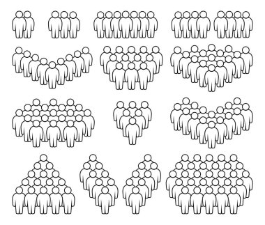 İnsan simgesi seti. Kalabalık simgesi.