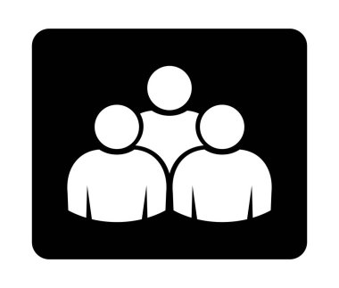 Sembol, insanların simgesi. Siyah arkaplanda beyaz vektör dosyası.