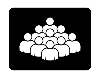 Sembol, insanların simgesi. Siyah arkaplanda beyaz vektör dosyası.