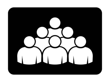 Sembol, insanların simgesi. Siyah arkaplanda beyaz vektör dosyası.