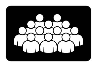 Sembol, insanların simgesi. Siyah arkaplanda beyaz vektör dosyası.