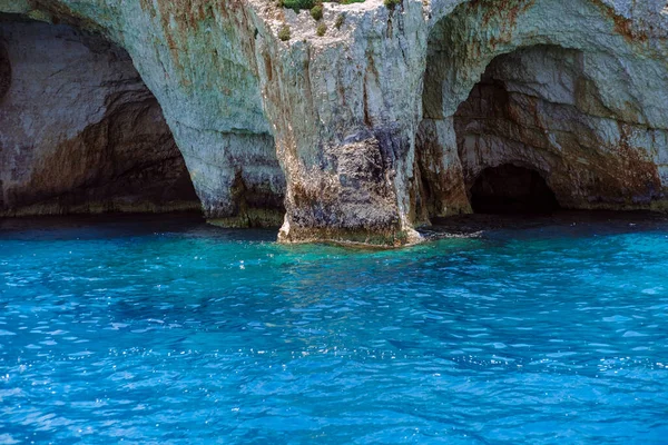 Cuevas Azules Isla Zakynthos Grecia Hermoso Paisaje Marino Increíble Destino — Foto de Stock