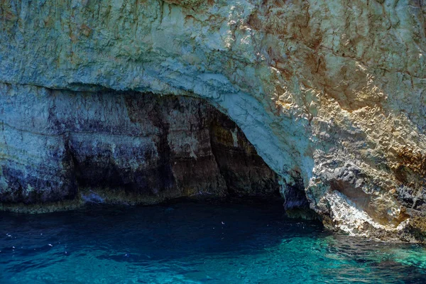 Yunanistan Daki Zakynthos Adasının Mavi Mağaraları Harika Deniz Manzarası Yazın — Stok fotoğraf