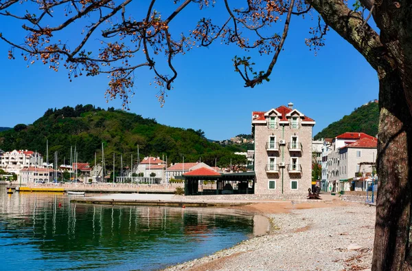 Gyönyörű Kilátás Nyílik Kis Adriai Város Melinje Herceg Novi Montenegróban — Stock Fotó