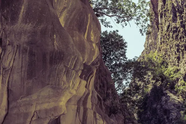 stock image views of geological natural layers inside canyon in Turkey Saklikent National park