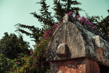 Lycia taş mezarları, kas antalya antik kasaba, hindi, lahit şeklinde mezar, sadece Lycia 'dan bilinen