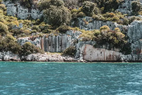 stock image views of kekova island kas antalya turkey, sunken city, cliffs in the sea, simena archaeological sites