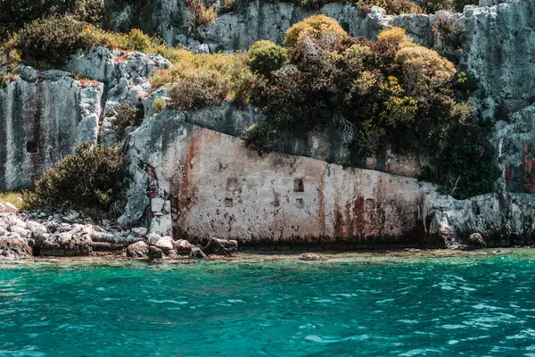 stock image views of kekova island kas antalya turkey, sunken city, cliffs in the sea, simena archaeological sites