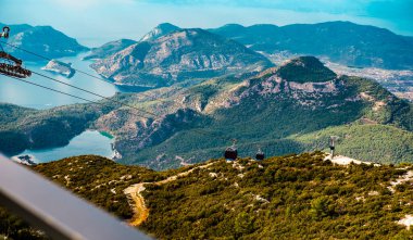 fethiye, Mugla, Turkey: 30 December 2023, view of Babadag Teleferic facilities, cable car lounge clipart