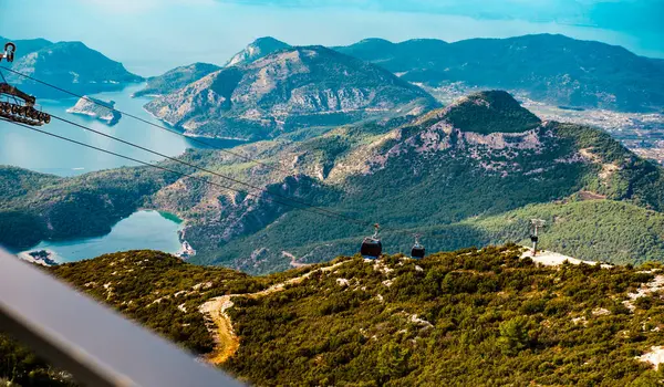 Stock image fethiye, Mugla, Turkey: 30 December 2023, view of Babadag Teleferic facilities, cable car lounge